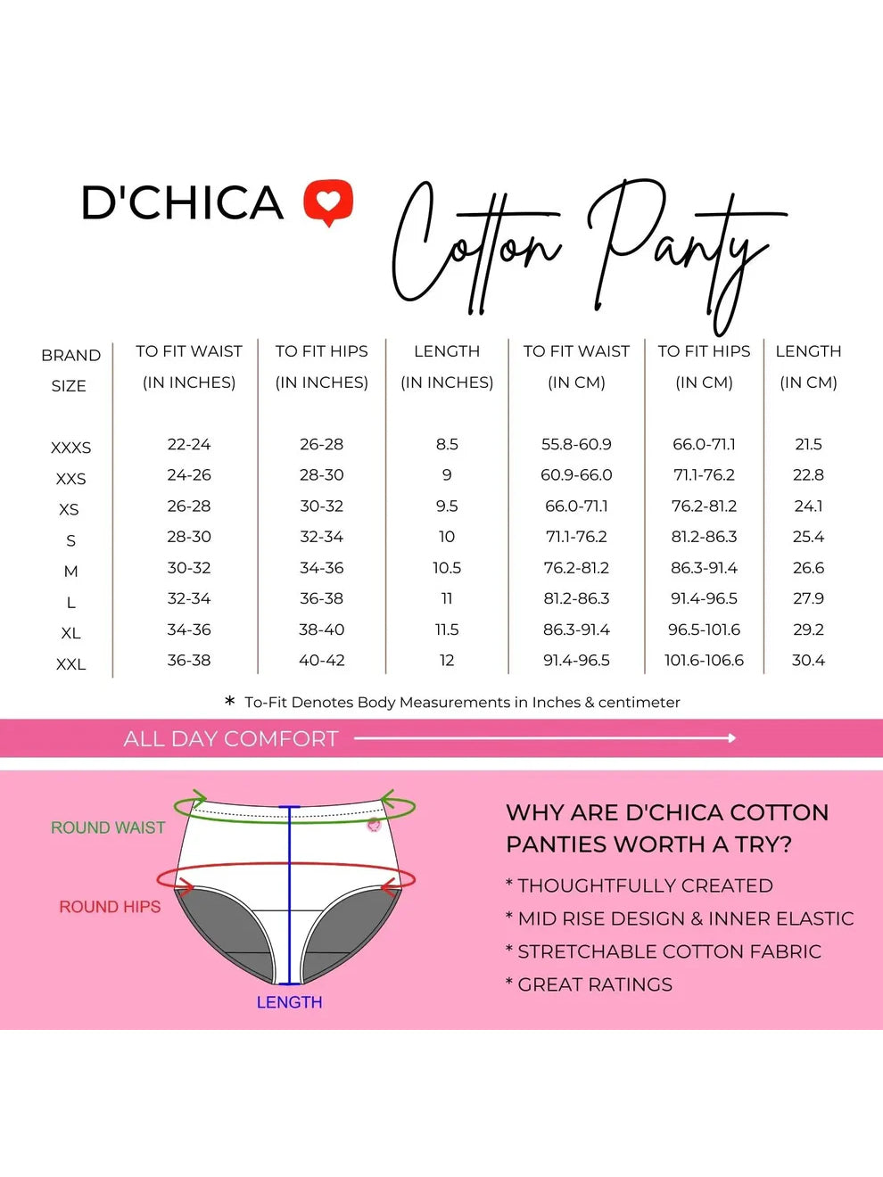 Cotton Hipster Panties | Flamingo Print & Solid | Elasticated Waistband & Breathable D'chica