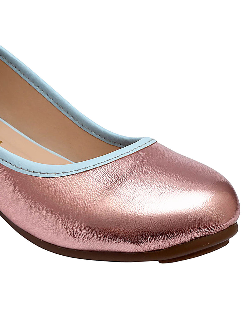 Glossy Pink Round Toe Slip On Ballerinas - D'chica