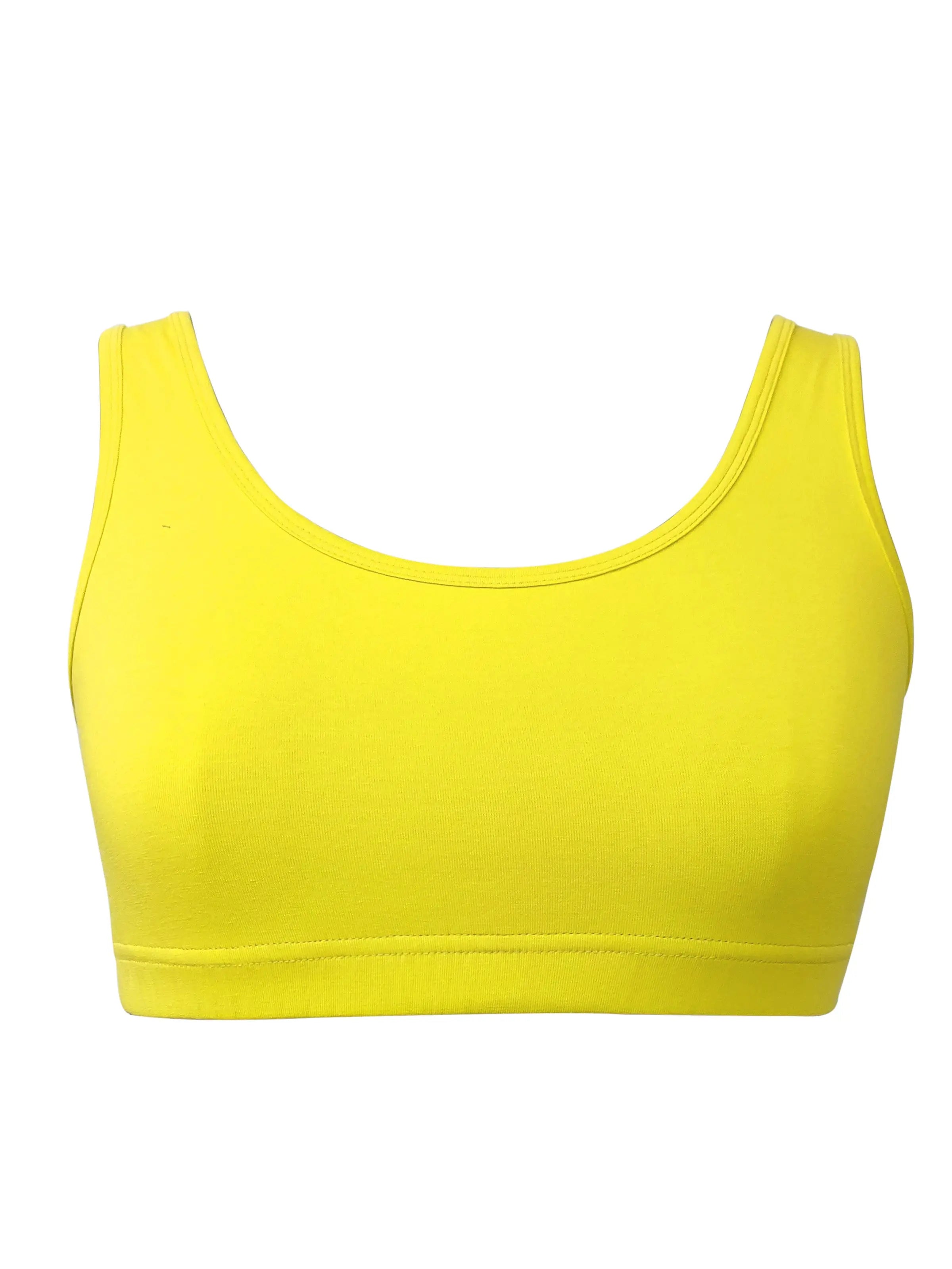 DOUBLELAYER BROAD STRAP COTTON SPORTS BRA NON PADDED BEGINNER BRA F D'chica