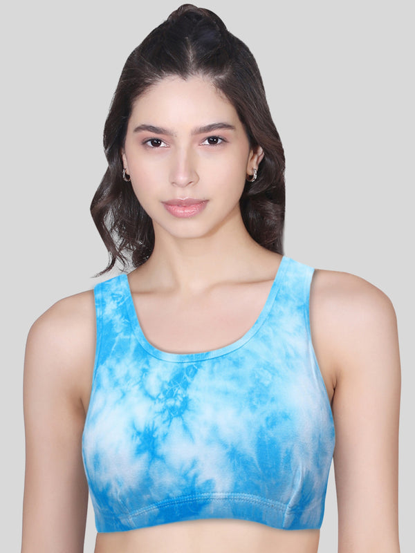 Double-layer Broad Strap Cotton Sports Bra | Non Padded Bra For Young Women | Printed Bra Pack of 1