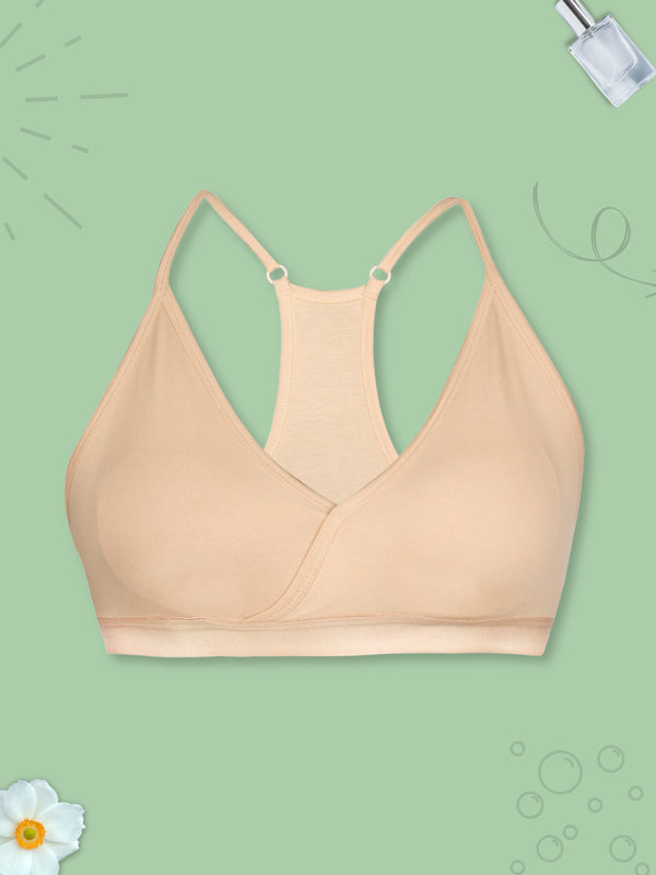 V-Neck Padded Everyday Bra with Removable Cups & Adjustable Straps | Pack of 1 Skin Bra