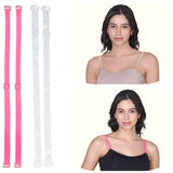 Adjustable Nylon Elastane Bra Strap For Women | Durable Straps for Bra | Transperent & Neon pink Pack of  2
