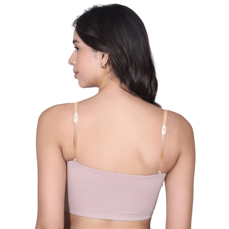 Adjustable Nylon Elastane Bra Strap For Women | Durable Straps for Bra | Transperent & Golden Pack of  2