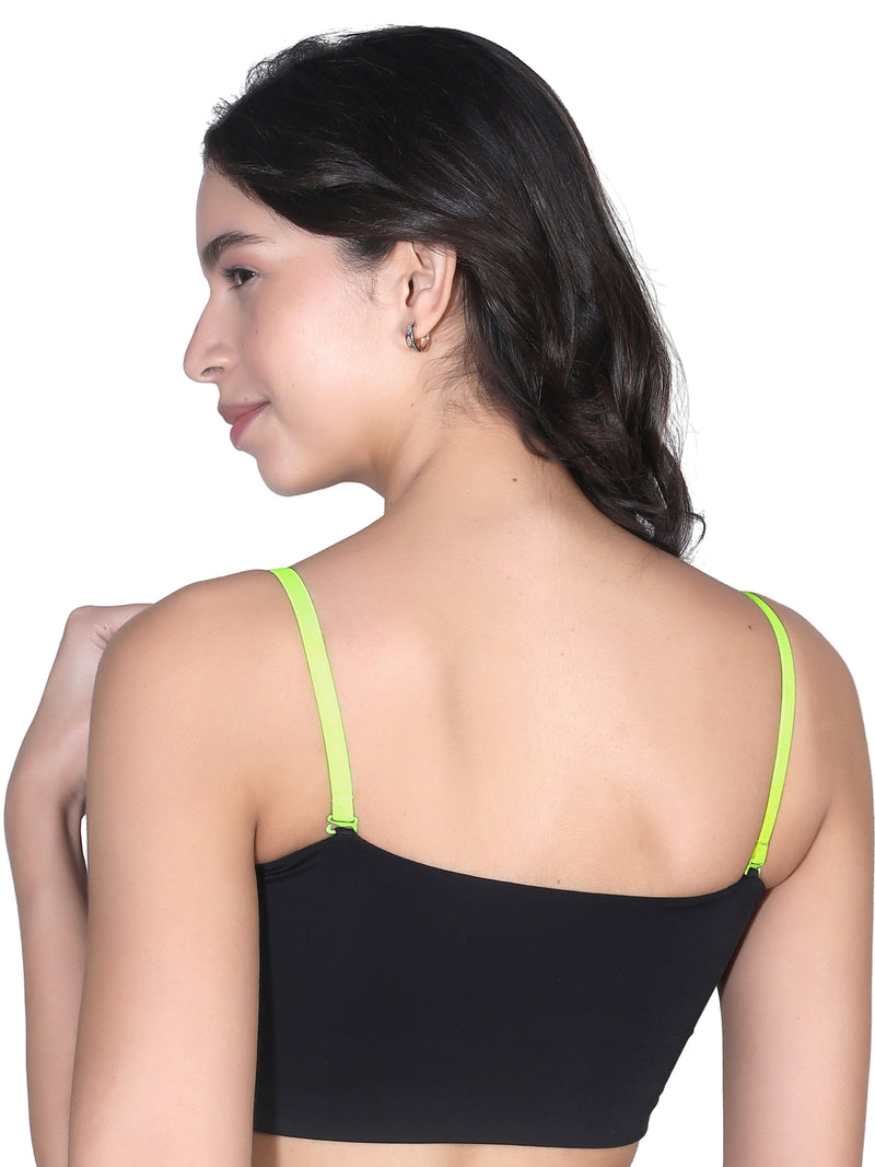 Adjustable Nylon Elastane Bra Strap For Women | Durable Straps for Bra | Transperent & neon Yellow Pack of 2
