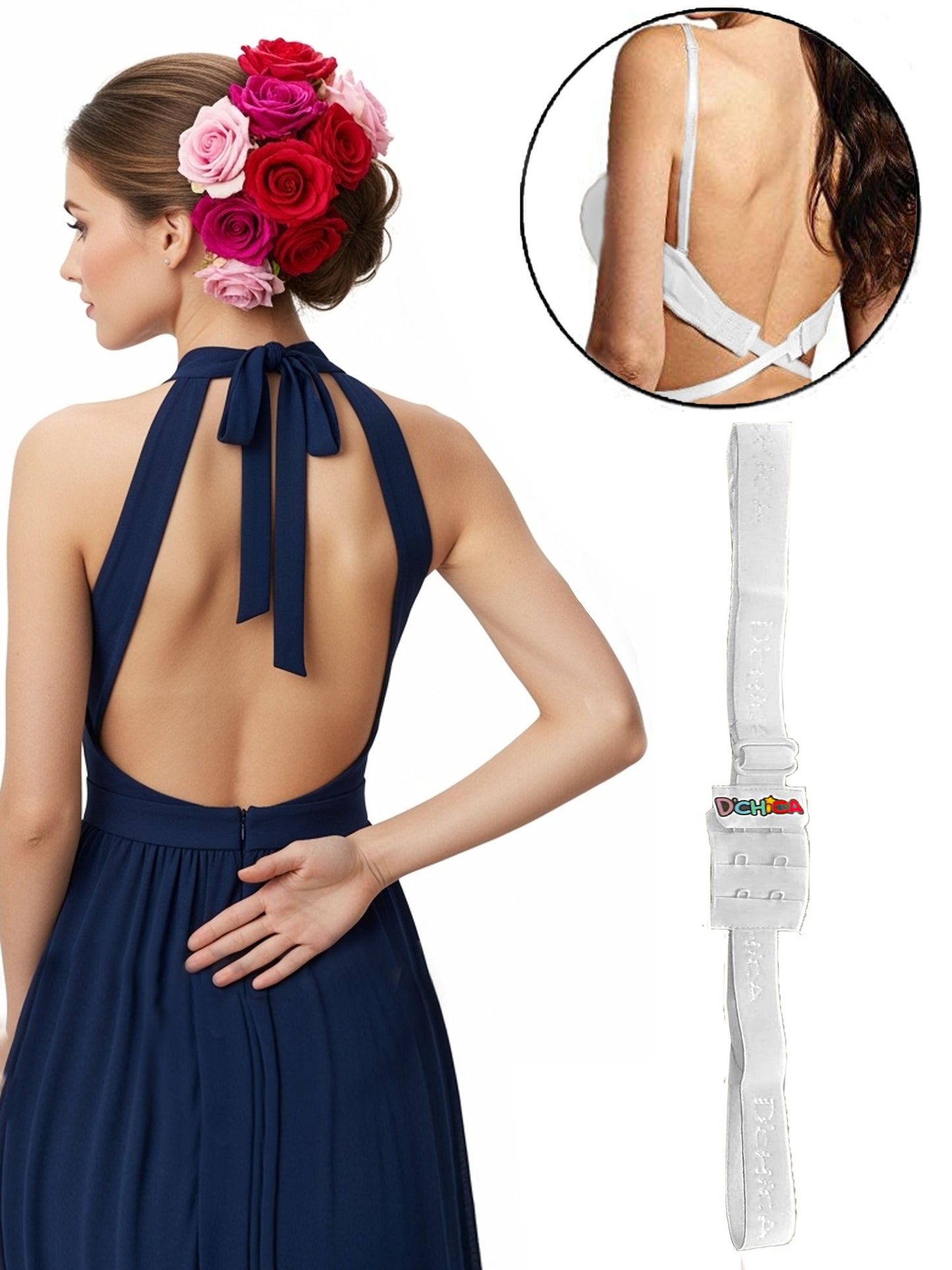 Pack of 1 | Adjustable Low Back Bra Converter: 2-Hook Extender Strap for Backless and Low-Back Outfits | Dchica Essentials