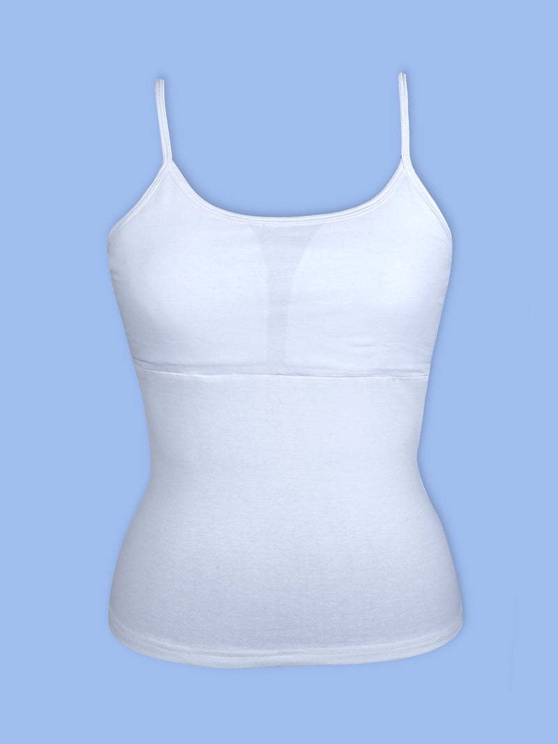 White High Coverage Cotton Starter Camisole Bra With Adjustable Strap –  D'chica