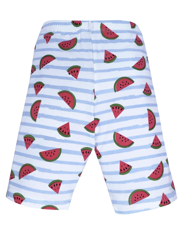 D’chica Cotton Cycling Shorts for Girls | Blue Watermelon Print Tights Pack Of 1 - D'chica