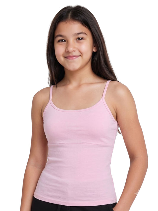 Pink High Coverage Cotton Camisole Bra With Adjustable Strap For Girls & Women | Pack Of 1