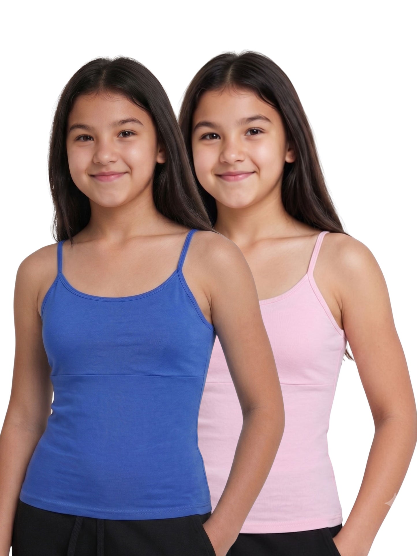 Pink & Blue High Coverage Cotton Camisole Bra With Adjustable Strap For Girls & Women | Pack Of 1