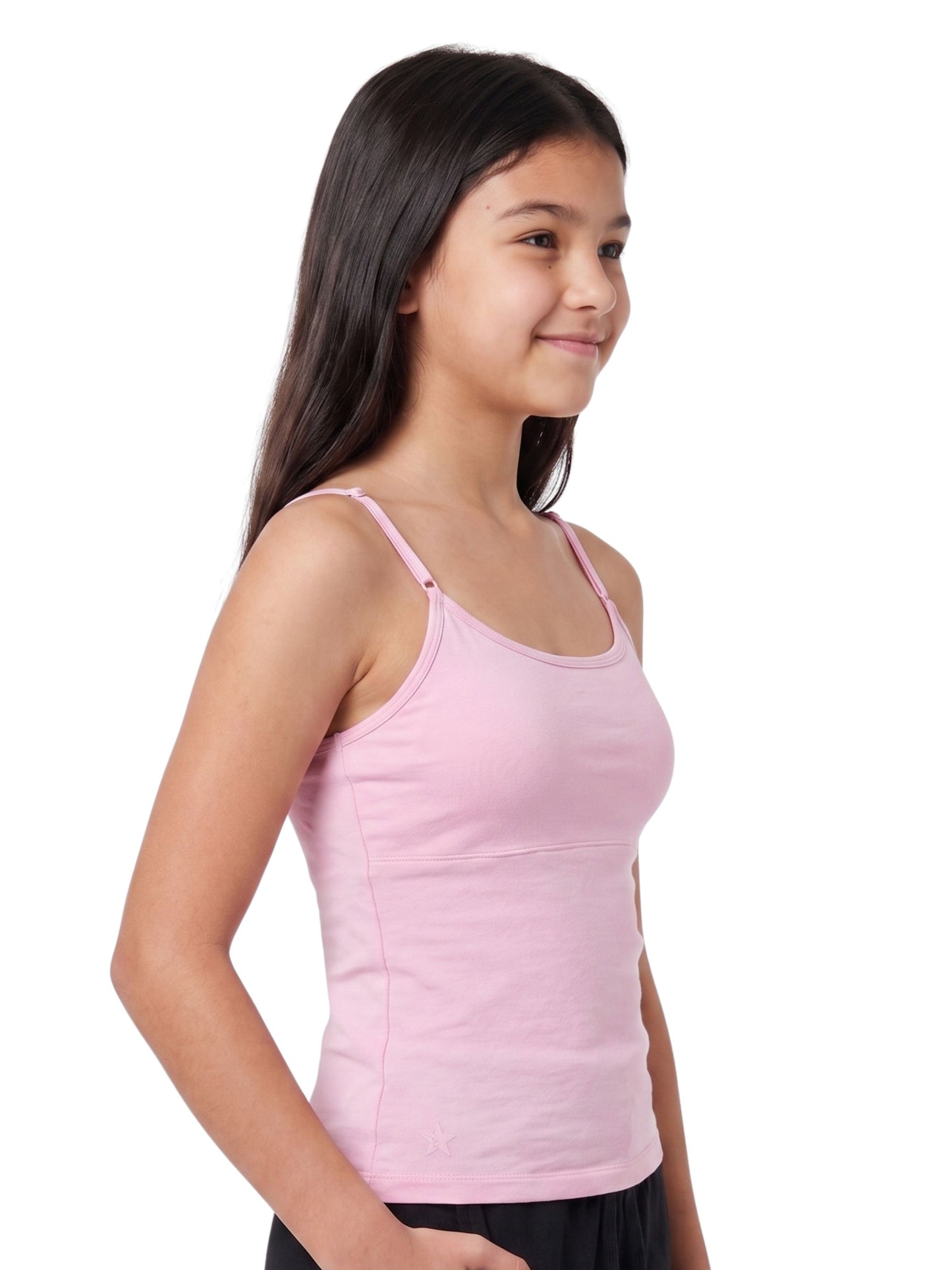 Pack Of 2 Pink & White High Coverage Cotton Camisole Bra With Adjustable Strap For Girls & Women | D'chica Essentials