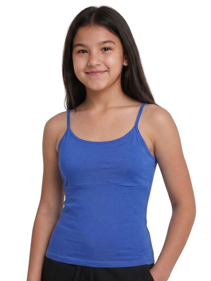 Pack Of 2 White & Blue  High Coverage Cotton Camisole Bra With Adjustable Strap For Girls & Women | D'chica Essentials