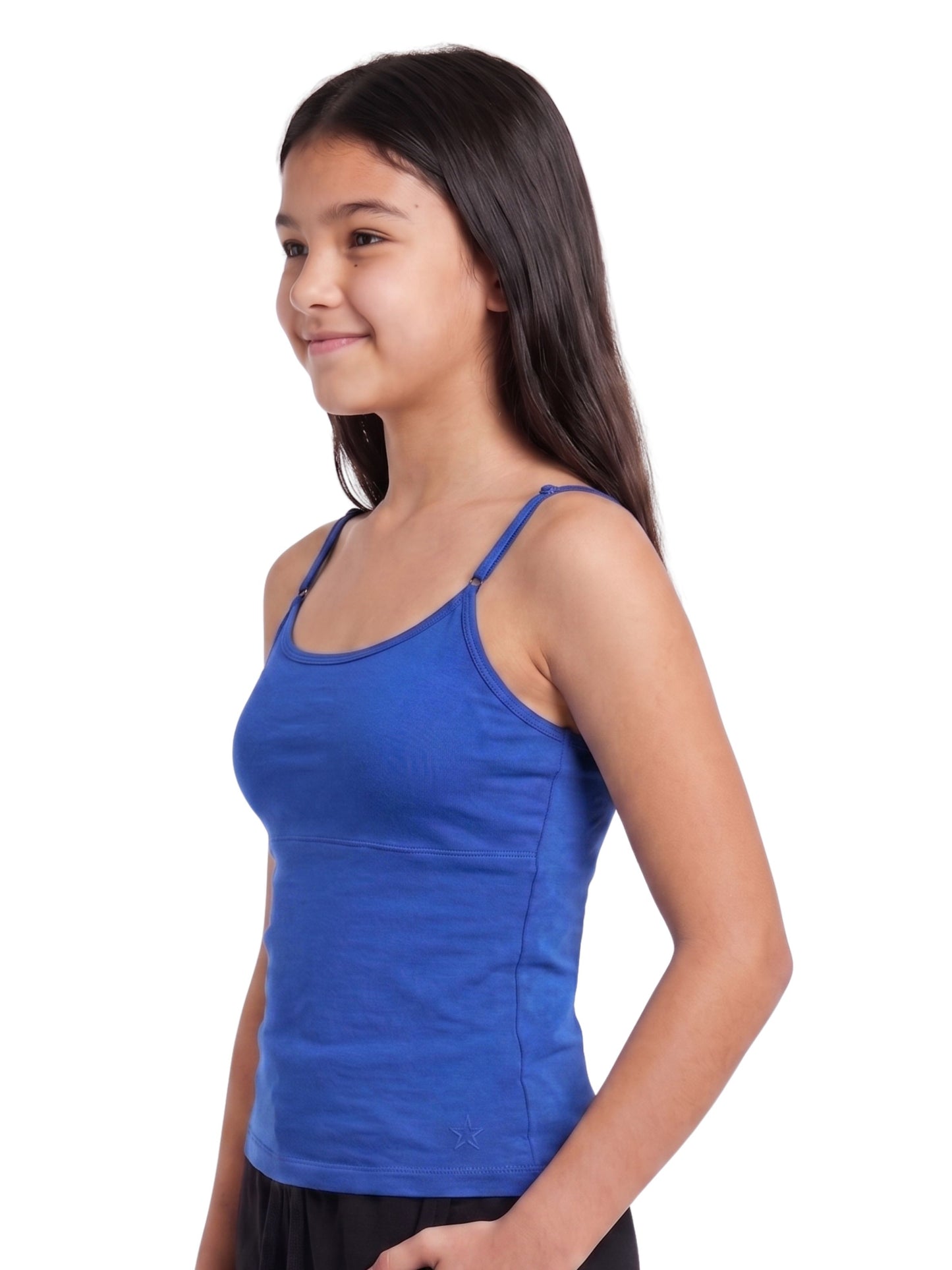Pack Of 2 White & Blue  High Coverage Cotton Camisole Bra With Adjustable Strap For Girls & Women | D'chica Essentials