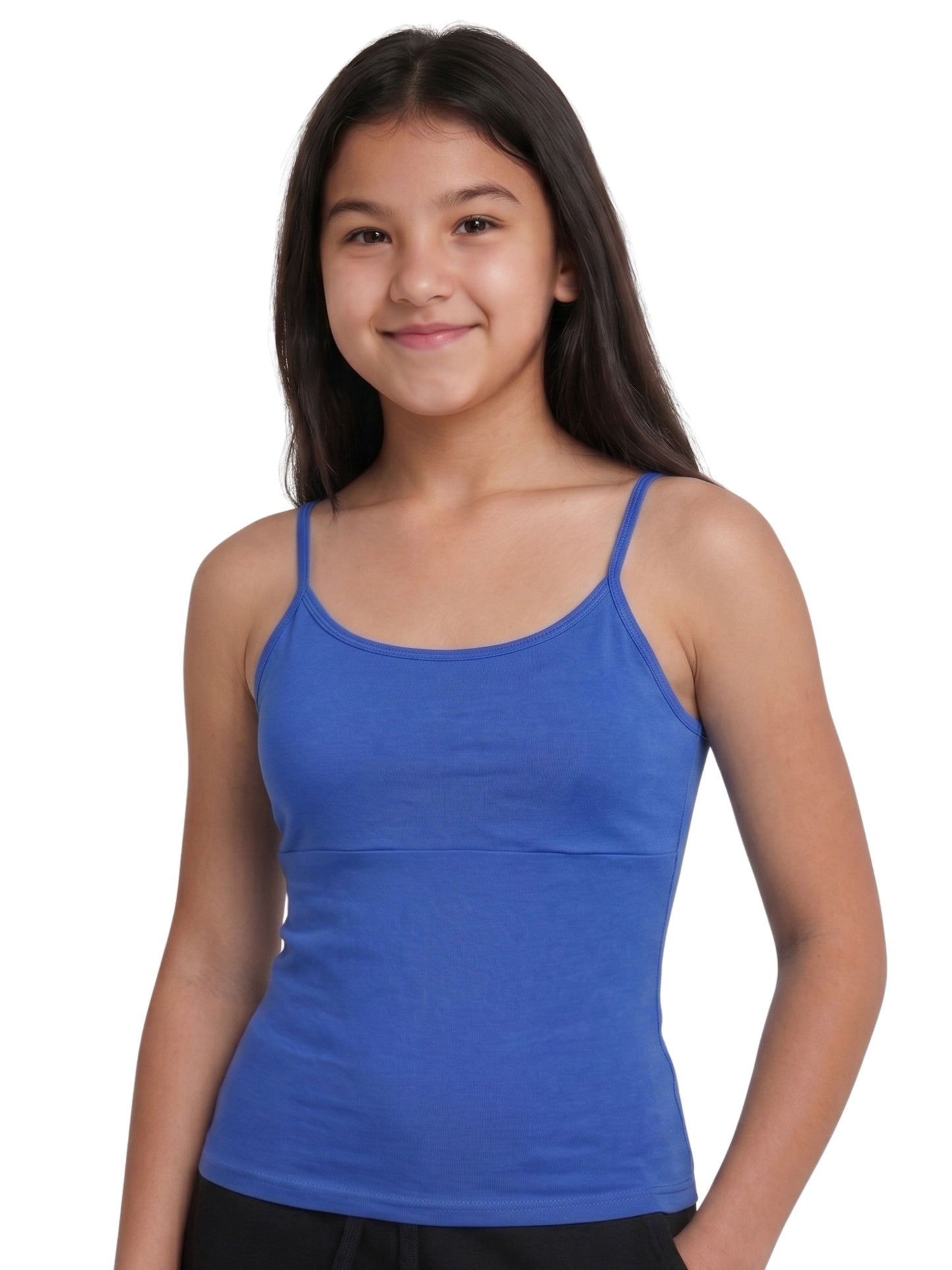 Pack of 2 Blue & Skin Tone High Coverage Cotton Camisole Bra With Adjustable Strap For Girls & Women | D'chica Essentials
