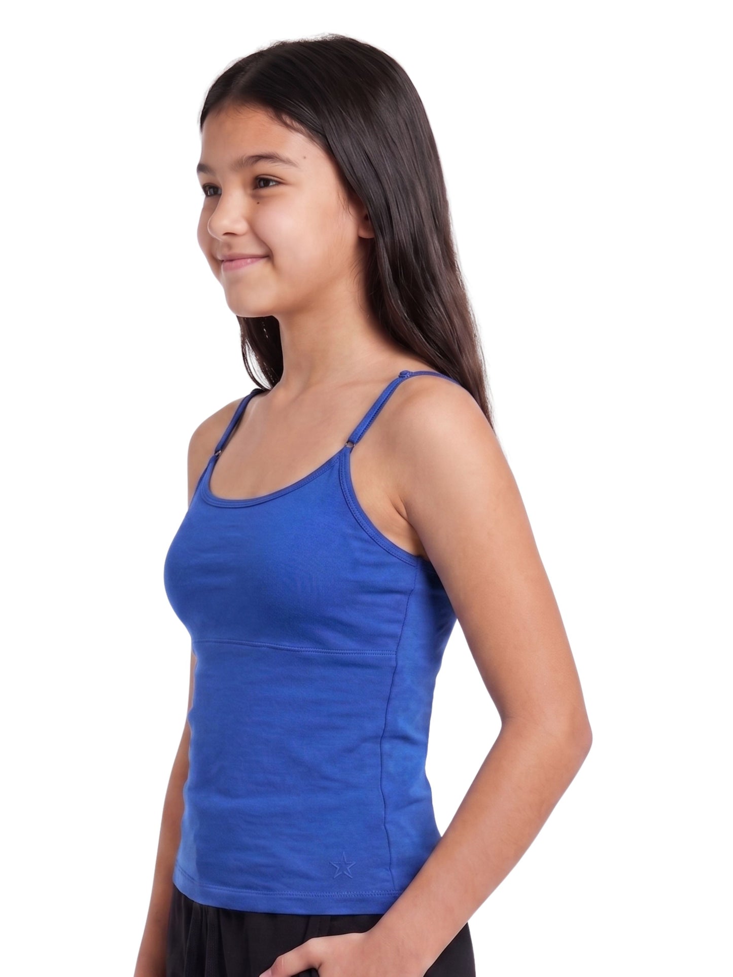 Pack of 2 Blue & Skin Tone High Coverage Cotton Camisole Bra With Adjustable Strap For Girls & Women | D'chica Essentials