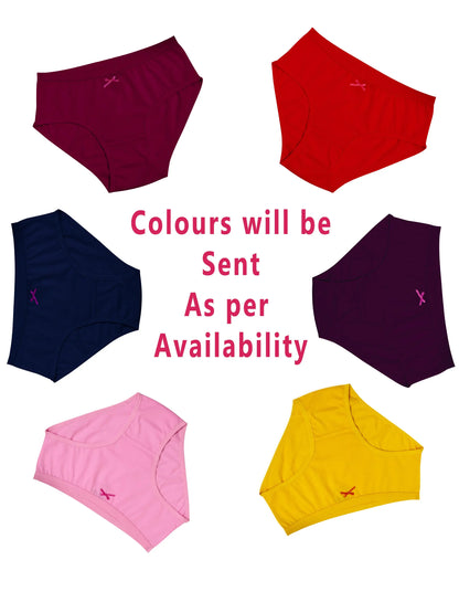 D'CHICA Essentials Mid Waist Assorted Cotton Hipster Panties | Print & Solid cotton Briefs (colour will send as per availability)