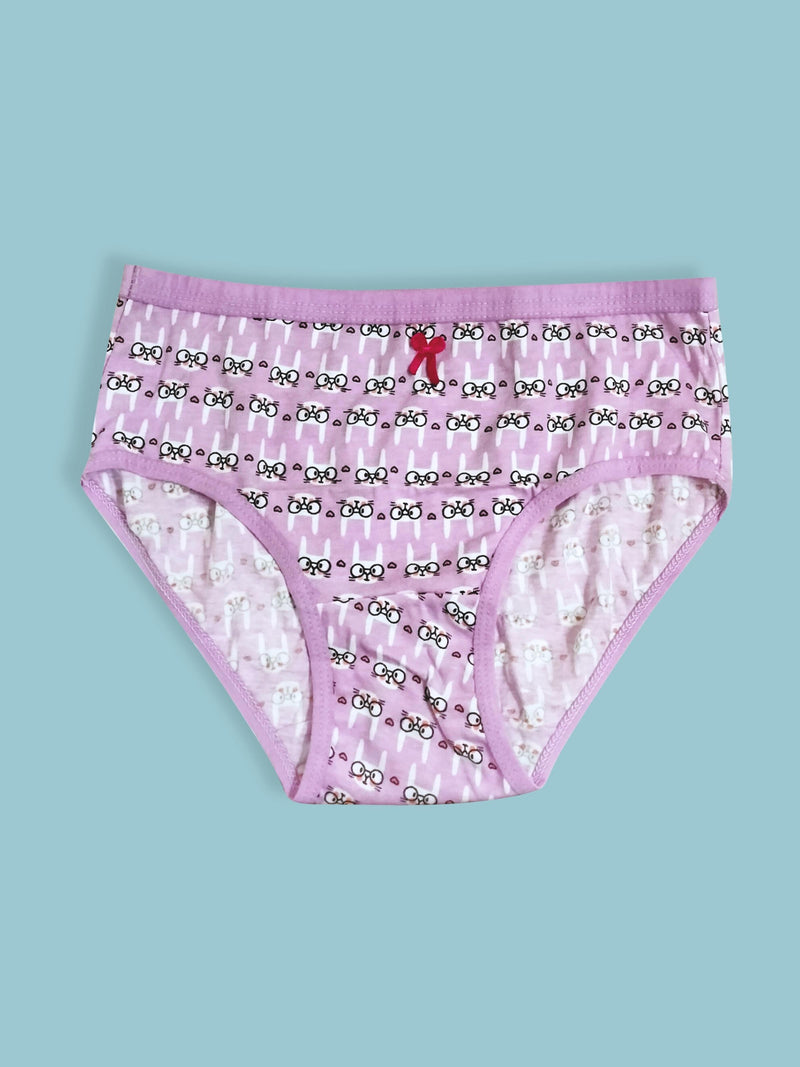 COTTON HIPSTER PANTIES | BREATHABLE | ELASTICATED WAISTBAND | BUNNY PRINT & SOLID BRIEFS PACK OF 3 - D'chica