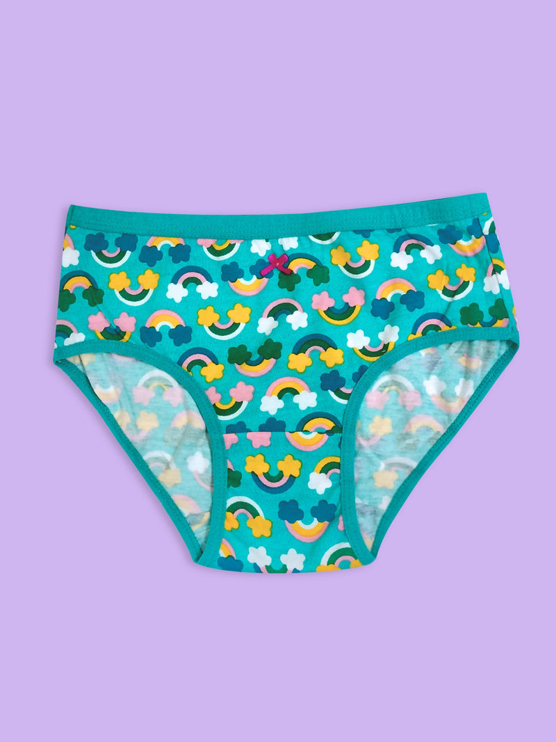 COTTON HIPSTER PANTIES | BREATHABLE | ELASTICATED WAISTBAND | RAINBOW PRINT & SOLID BRIEFS PACK OF 3 - D'chica