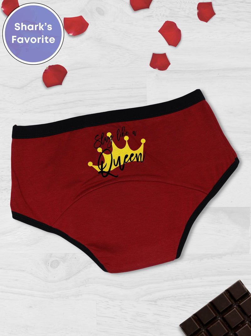 D'chica Queen Eco-friendly Period Panties For Teenagers Maroon, No Pad Required, PFOS PFAS Free