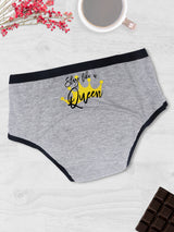 D'chica slay like a queen Print Eco-friendly, Anti-Microbial Lining, Period Panties For Teenagers, No Pad Required, Grey