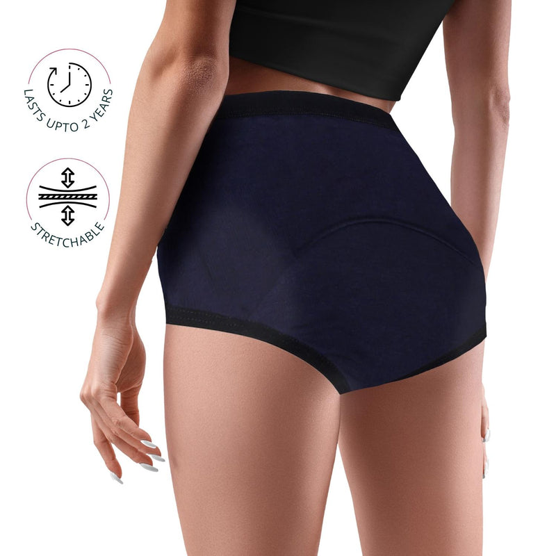 Leakproof & Reusable Navy Blue Period Underwear For Teenager Girls And Women With Antimicrobial Lining | No Pad Needed | Pack of 2 - D'chica