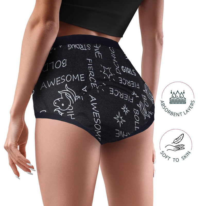 Leakproof & Reusable Metallic Dark Grey Period Underwear For Teenager Girls & Womens With Antimicrobial Lining | No Pad Needed | Pack of 2 - D'chica