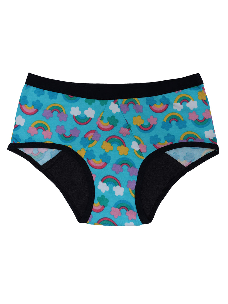 D'chica Rainbow Period Eco-Friendly Anti Microbial Lining Panties For Girls Blue Lining, PFOS PFAS Free