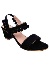 Casual Ankle Strap Black Suede Block Heel For Everyday Wear - D'chica