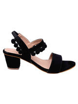 Casual Ankle Strap Black Suede Block Heel For Everyday Wear - D'chica