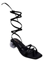 Black Lace-up Gladiator Heel - D'chica