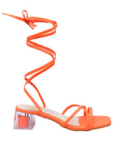 Neon Orange Lace-up Gladiator Heel - D'chica
