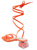 Neon Orange Lace-up Gladiator Heel - D'chica