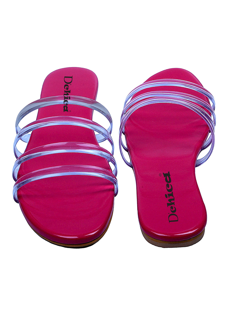 Transparent Strap Hot Pink Flat Sandal | Pack of 1