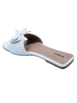 Stylish Bow White Flat Sandal | Pack of 1 - D'chica