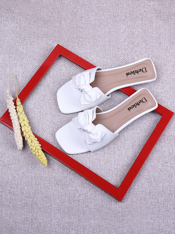 Stylish Bow White Flat Sandal | Pack of 1