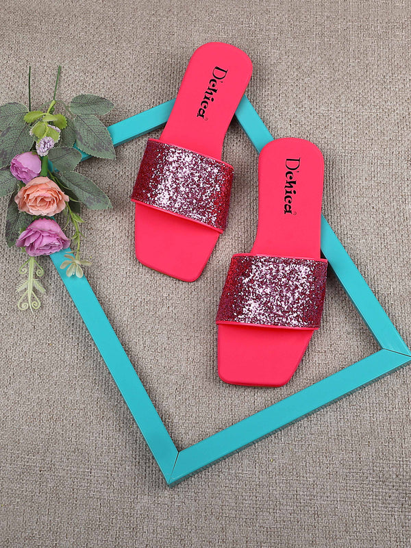 Open Toe Pink Flat Sandal | Pack of 1