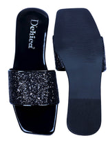 Open Toe Black Flat Sandal | Pack of 1 - D'chica