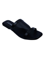Square Toe Black Flat Sandal | Pack of 1 - D'chica