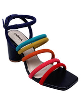 Block Heels With Coloured Blocked Straps - D'chica