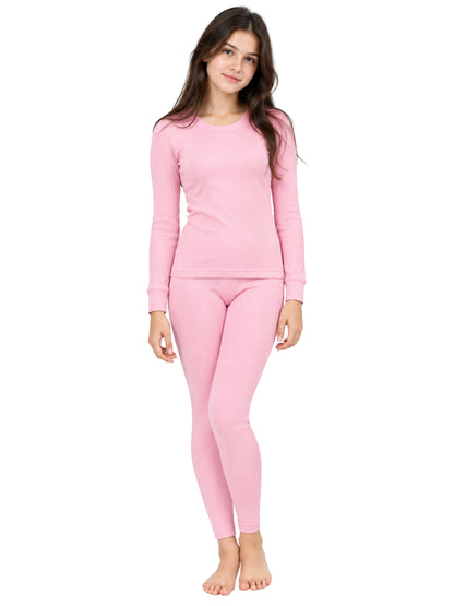 Pack Of 1 Regular-Fit-Warm-Full-Sleeve-Thermal-Set-Pink-Thermal-Tank-Top-&-Leggings-For Girls
