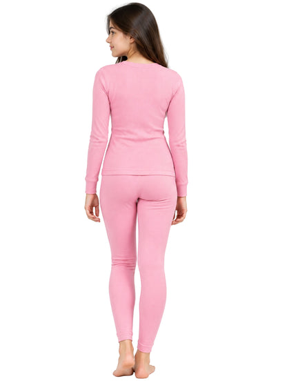 Pack Of 1 Regular-Fit-Warm-Full-Sleeve-Thermal-Set-Pink-Thermal-Tank-Top-&-Leggings-For Girls