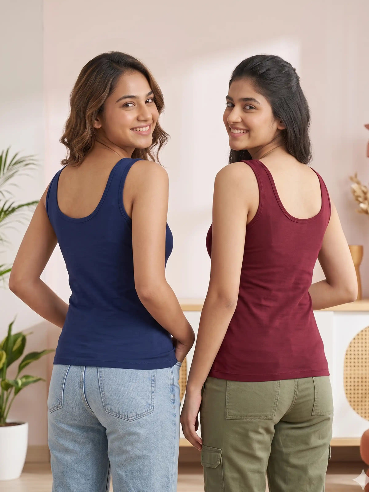 Pack of 2 Padded Tank Top For Girls Royal Blue  & Maroon | Soft & Supportive Fit for Daily Wear