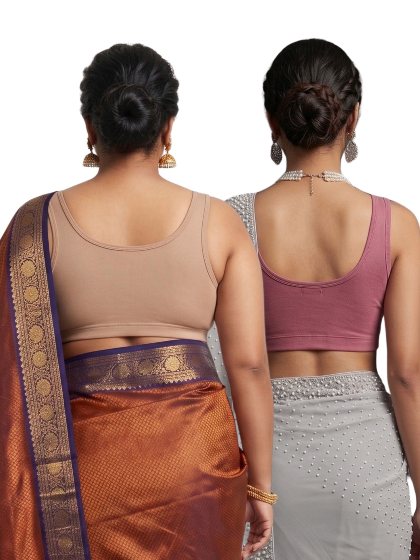 Dchica Essentials  Padded Saree Blouse for Women | Wire-Free | Viscose Spandex | Full Coverage | Size M–3XL | Pack of 2