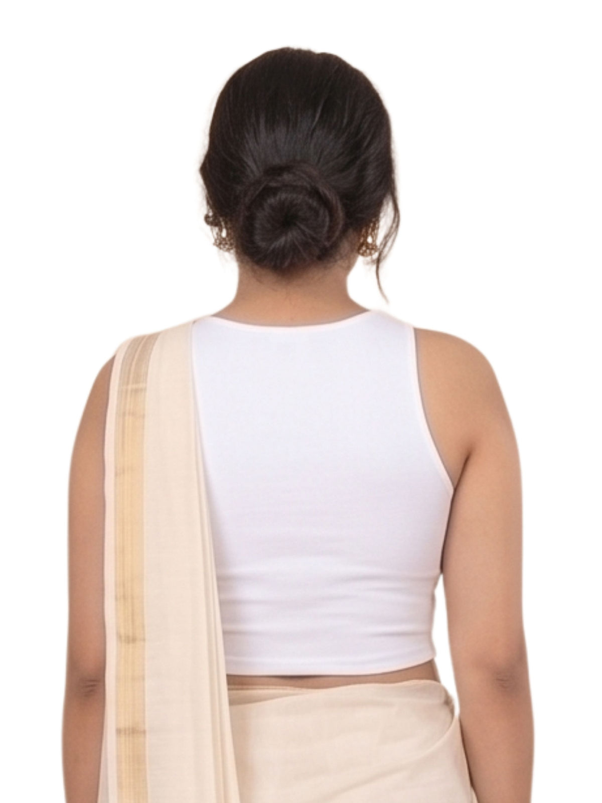 white saree blouse