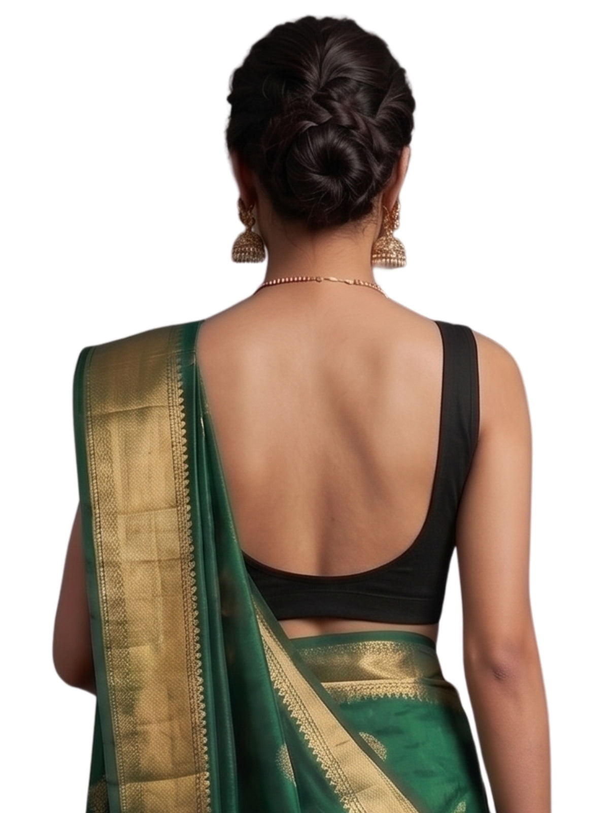 Pack of 1 Front-Open Padded Saree Blouse for Women- Black | Wire-Free | Viscose Spandex | Full Coverage | Size S - 4XL