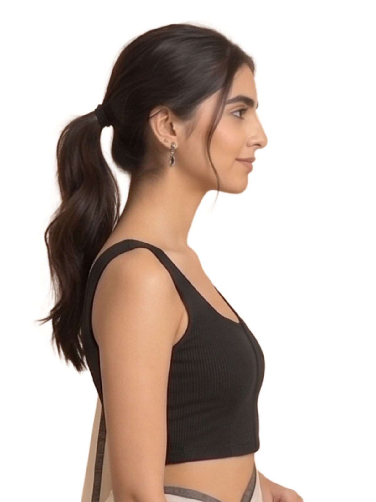 Pack of 1 Front-Open Padded Saree Blouse for Women- Black | Wire-Free | Viscose Spandex | Full Coverage | Size S - 4XL