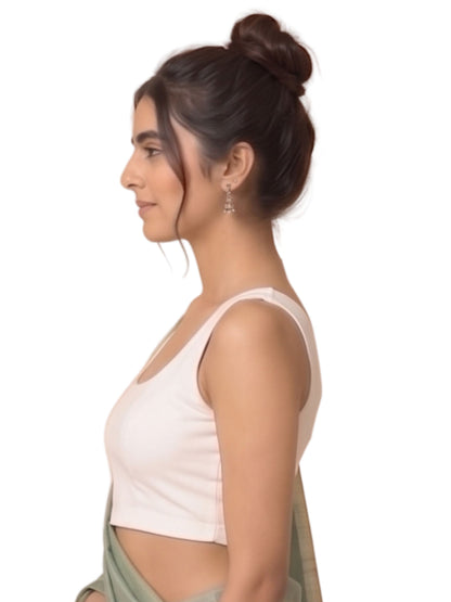 Pack of 1 Front Open Padded Saree Blouse for Women - White | Wire-Free | Viscose Spandex | Full Coverage | Size S - 4XL