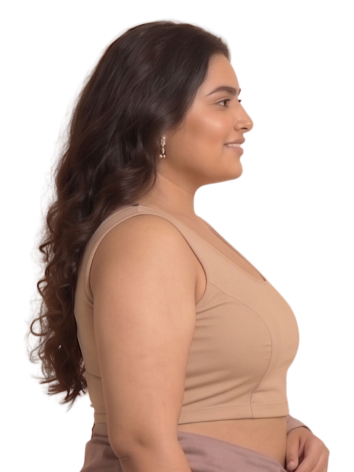 Pack of 1 Front Open Padded Saree Blouse for Women - Skin | Wire-Free | Viscose Spandex | Full Coverage | Size S - 4XL