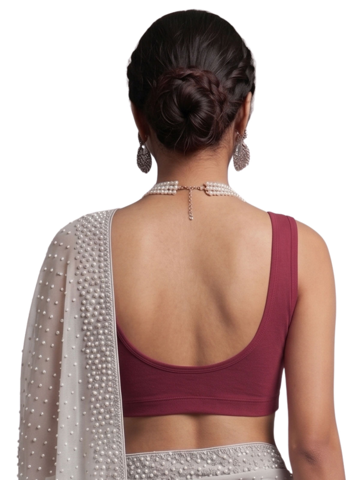 Pack of 1 Front open Padded Saree Blouse for Women - Maroon | Wire-Free | Viscose Spandex | Full Coverage | Size S - 4XL