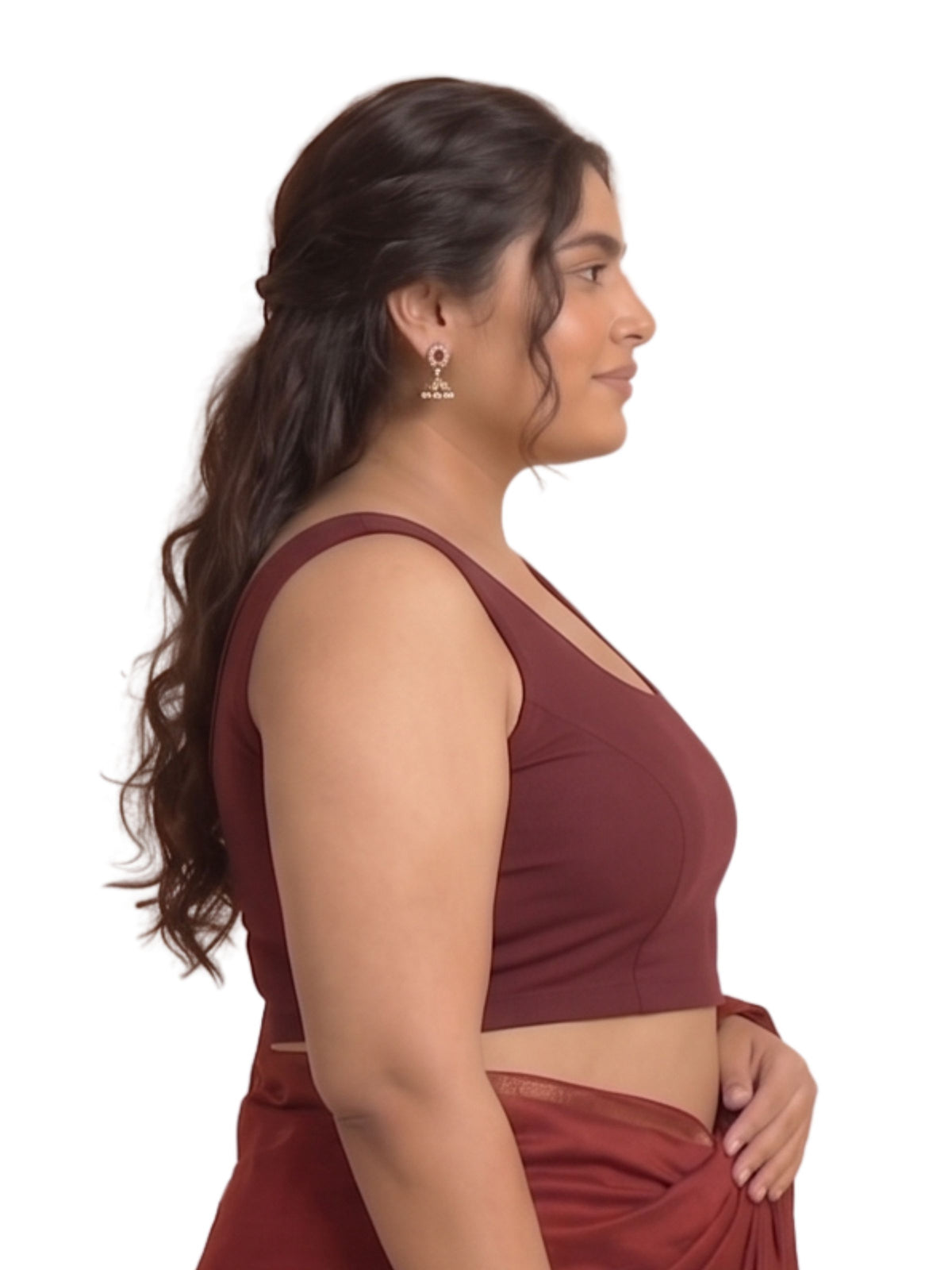Pack of 1 Front open Padded Saree Blouse for Women - Maroon | Wire-Free | Viscose Spandex | Full Coverage | Size S - 4XL