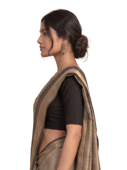 Pack of 1 Padded Full Sleeve Wire-Free Viscose Spandex Black Women Saree Blouse
